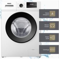 Nikkei lavatrice 8kg 1400 giri cl.a display, inverter, steam assist